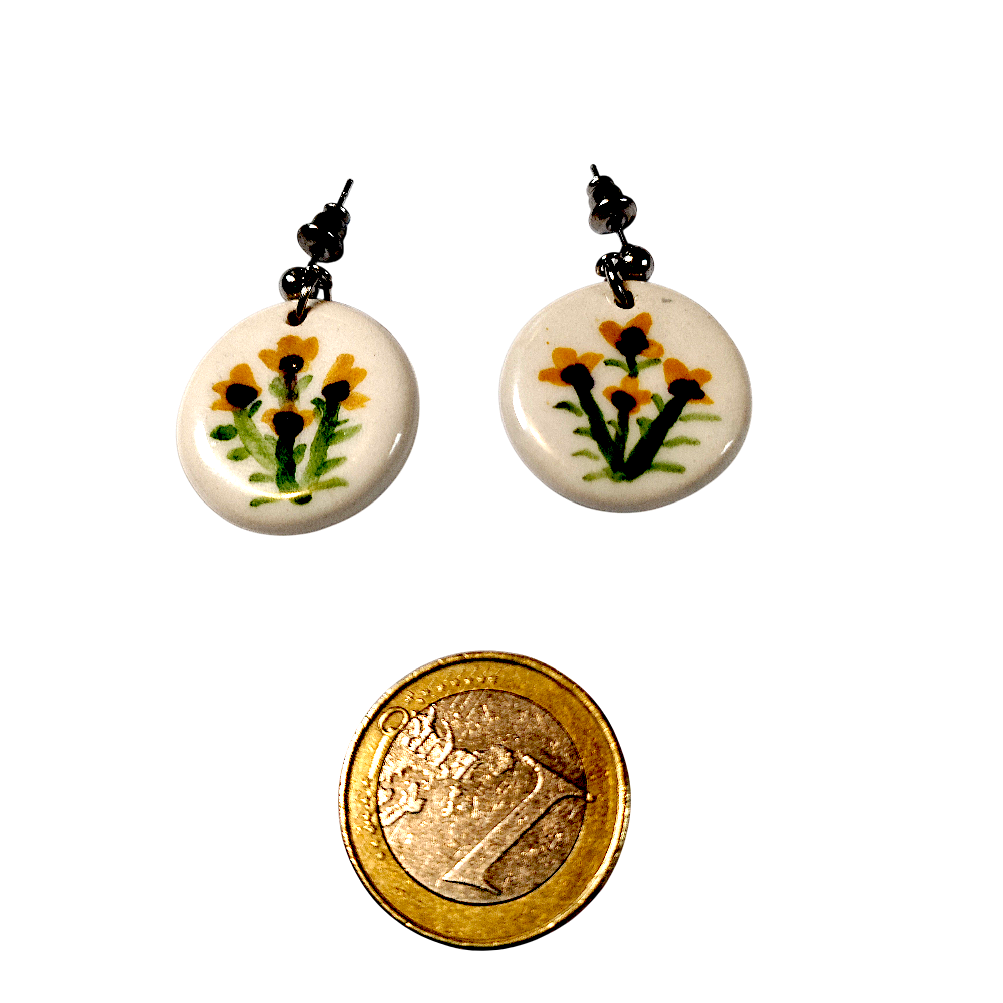 Brincos Três Flores Amarelas