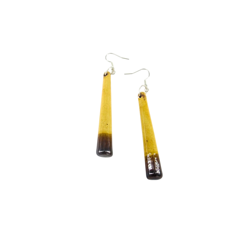 Brincos de Cerâmica Amarelo e Castanho Ombré