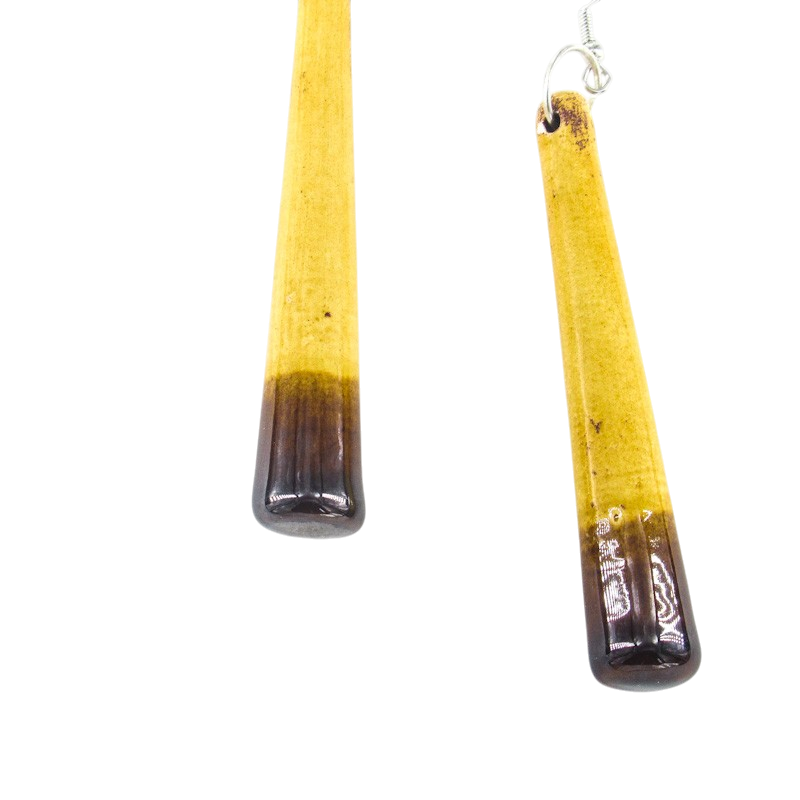 Brincos de Cerâmica Amarelo e Castanho Ombré