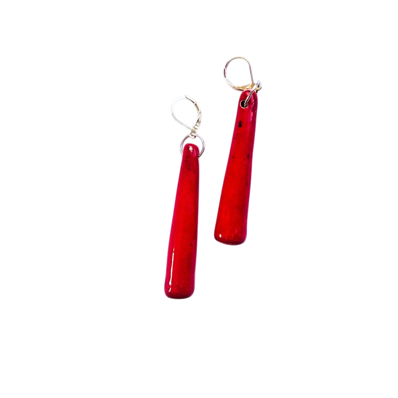 Brincos de Cerâmica Vermelha Elegantes