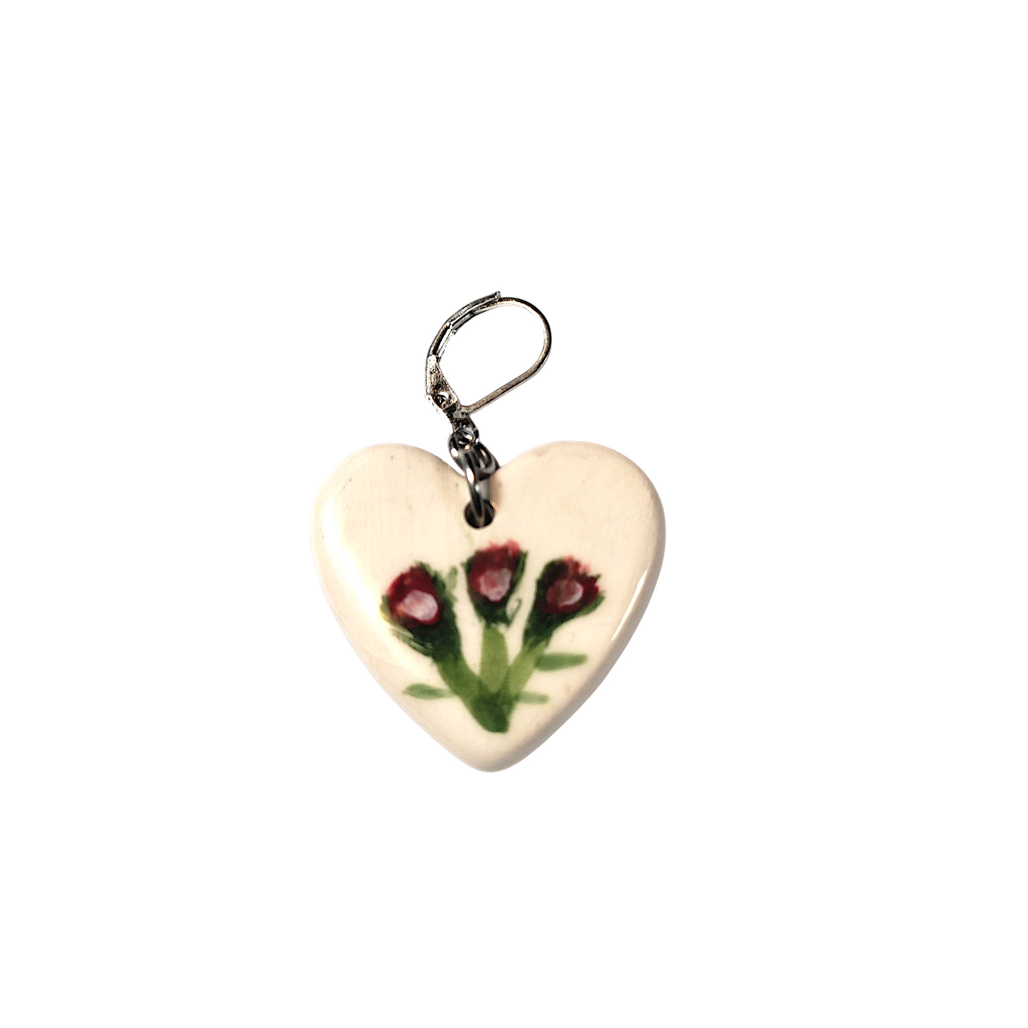 Brincos Corações com Flores