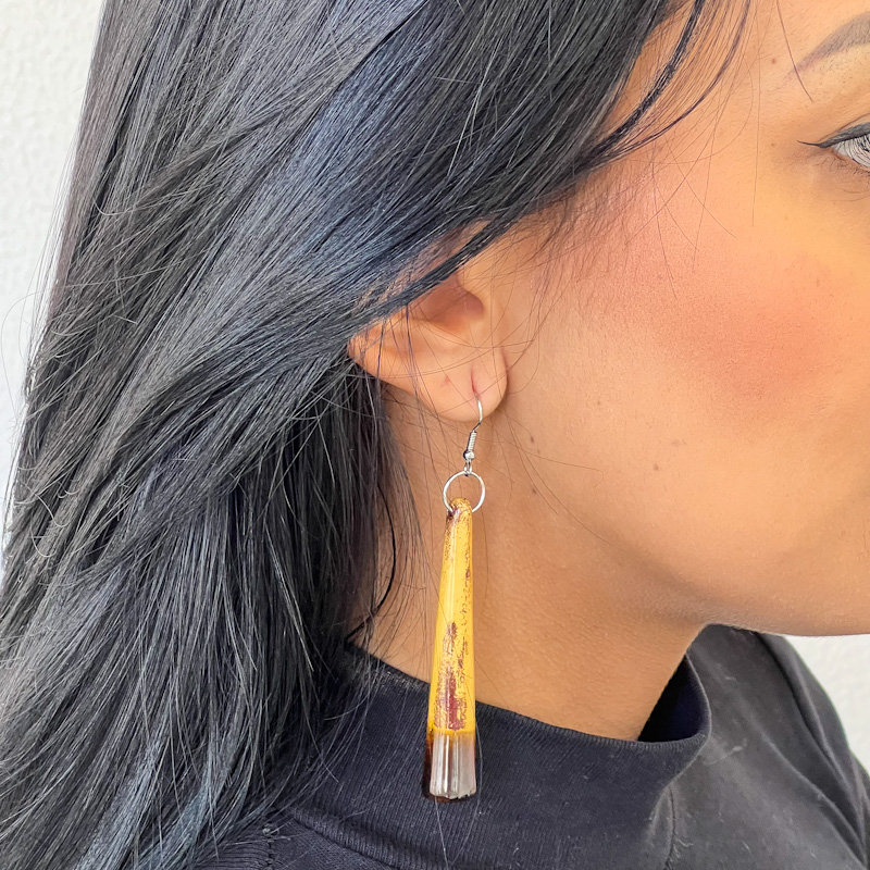 Brincos de Cerâmica Amarelo e Castanho Ombré